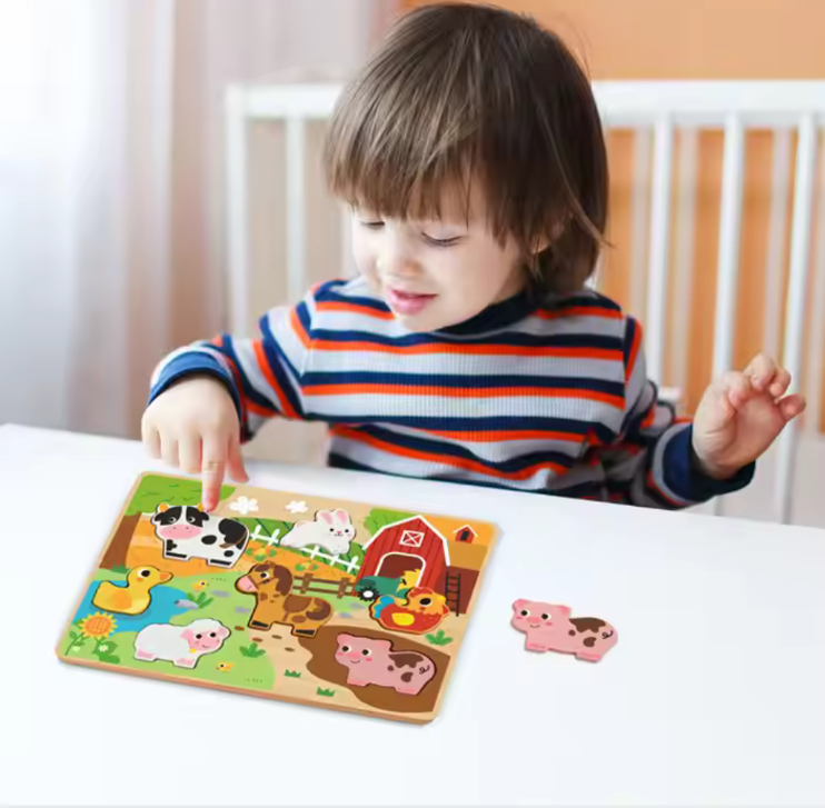 TookyToy - Wooden Chunky Puzzle: Farm Animals