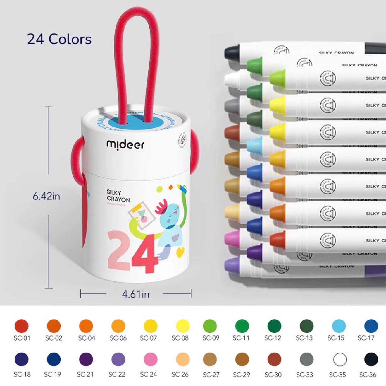 Mideer Silky Crayons Colourful Bucket