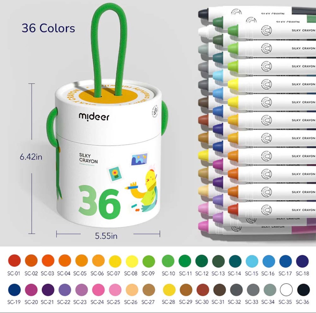 Mideer Silky Crayons Colourful Bucket