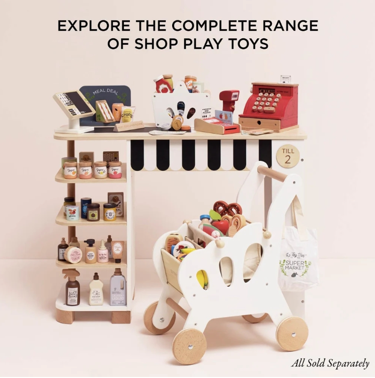 Le Toy Van - Wooden Groceries Set, Shopping Basket and Scanner