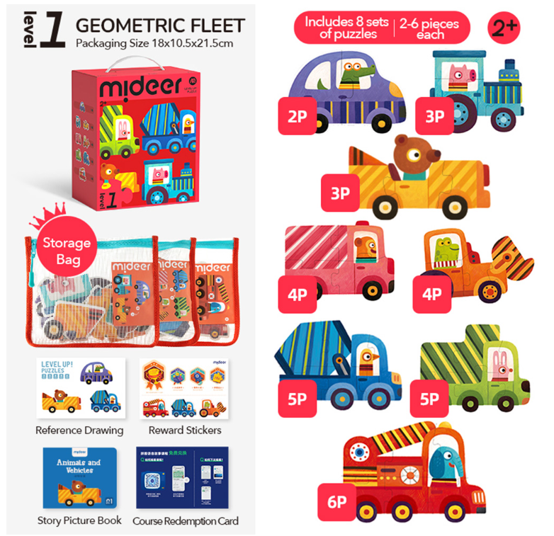 Mideer Jigsaw Puzzle for Kids 8-in-1 Animal Transportation