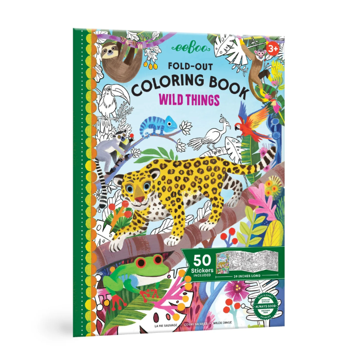 Fold-Out Colouring Book with Stickers - Wild Things