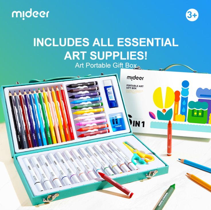 Mideer - 6-in-1 Children's Art Set: Portable Creativity Box