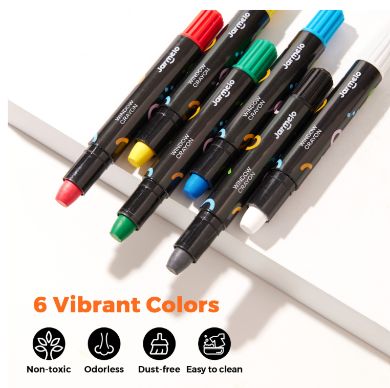 Jar Meló - Bath & Window Twisable Crayons - 6 Silky Washable Colours
