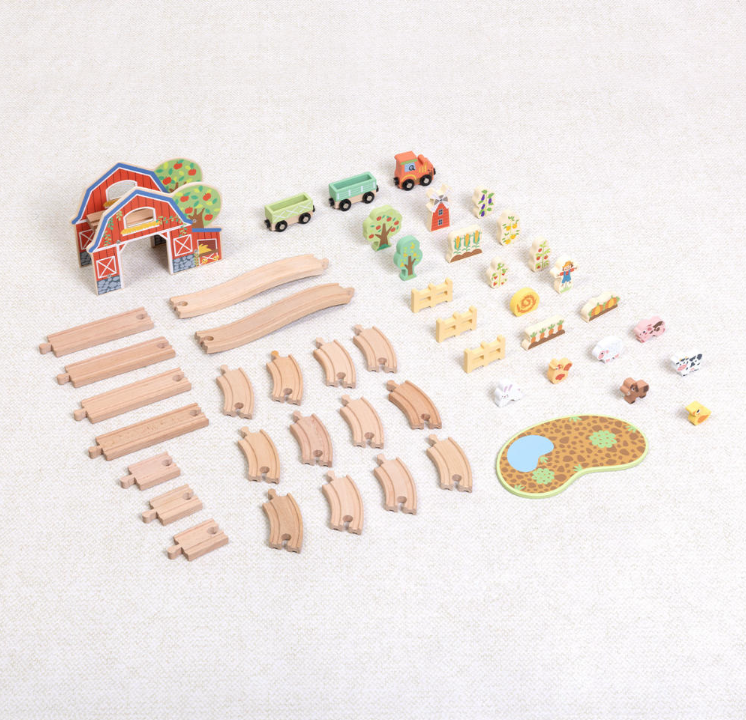TookyToy - Wooden Farm Train Track Set
