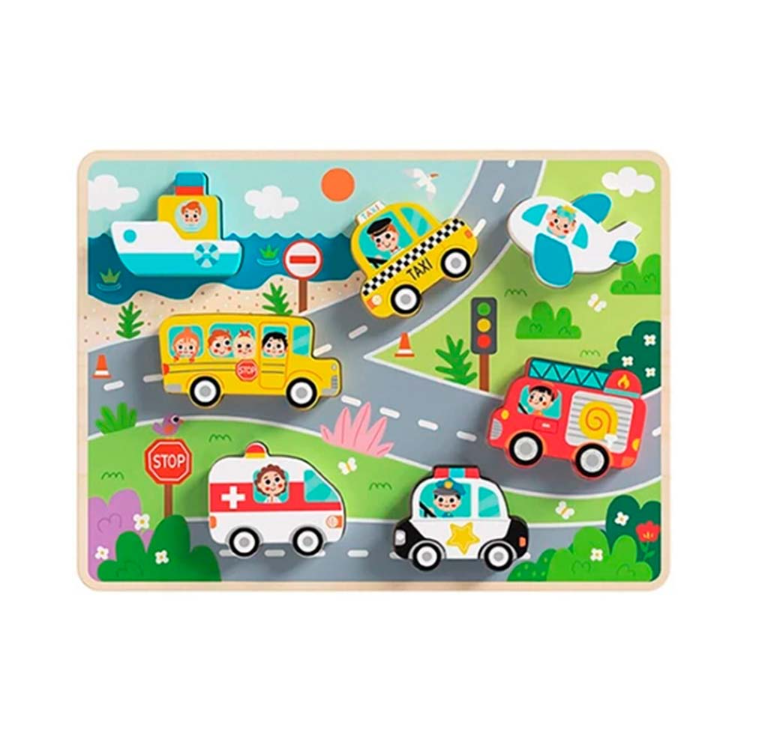 TookyToy - Wooden Chunky Puzzle: Transportation