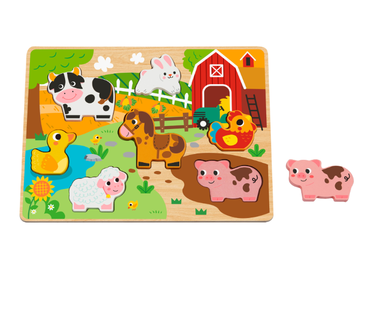 TookyToy - Wooden Chunky Puzzle: Farm Animals