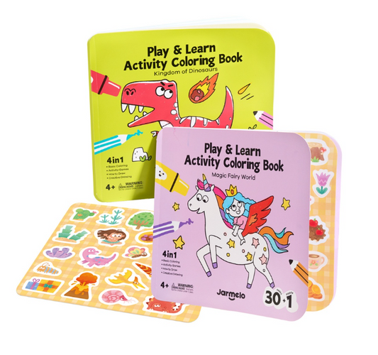 Jar Meló - Play & Learn Colouring Book Set: Dinosaurs & Fairies