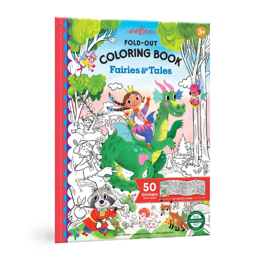 Fold-Out Colouring Book with Stickers - Fairies And Tales
