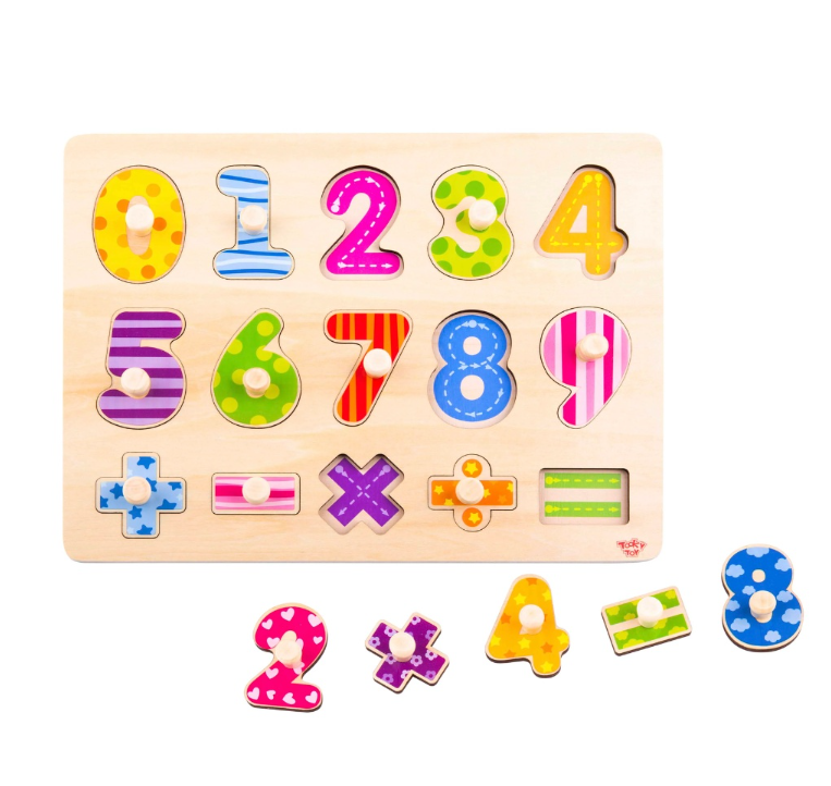 TookyToy - Wooden Peg Puzzle - Numbers