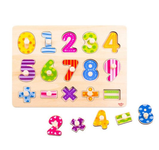 TookyToy - Wooden Peg Puzzle - Numbers