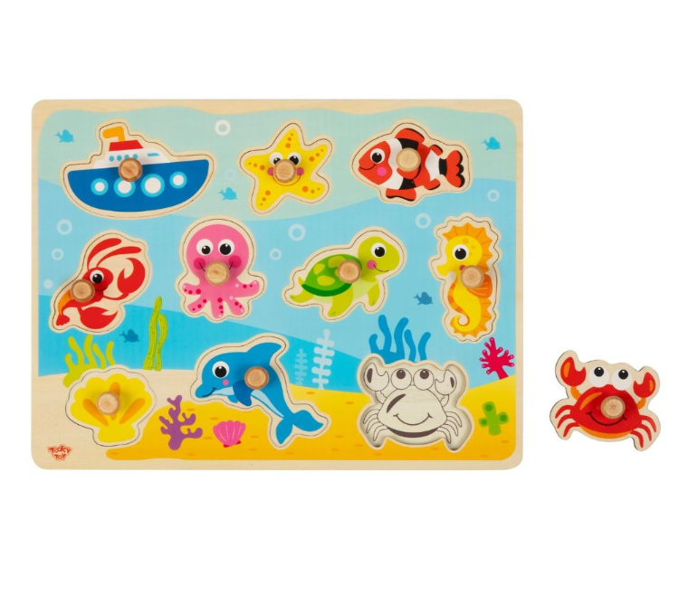 TookyToy - Wooden Ocean Peg Puzzle - 7 Pieces