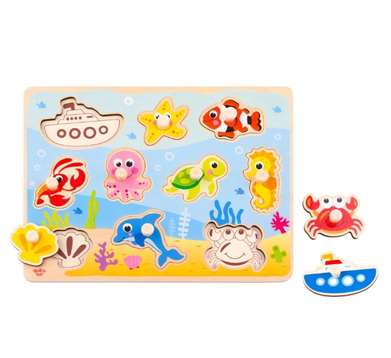 TookyToy - Wooden Ocean Peg Puzzle - 7 Pieces